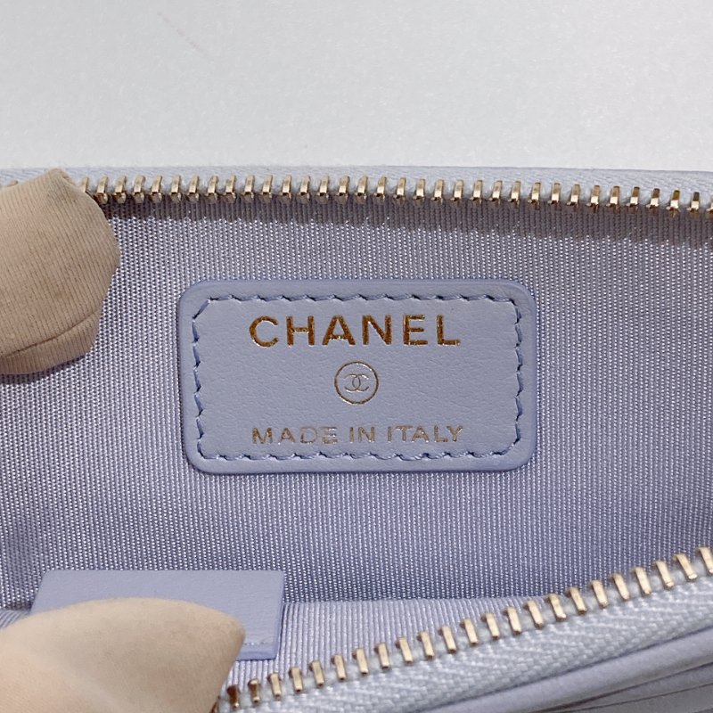 TW4606 Chanel 香奈兒拉鏈款吐司卡包19 薰衣草紫Zipped Coin Purse Lambskin Purple x GHW-10