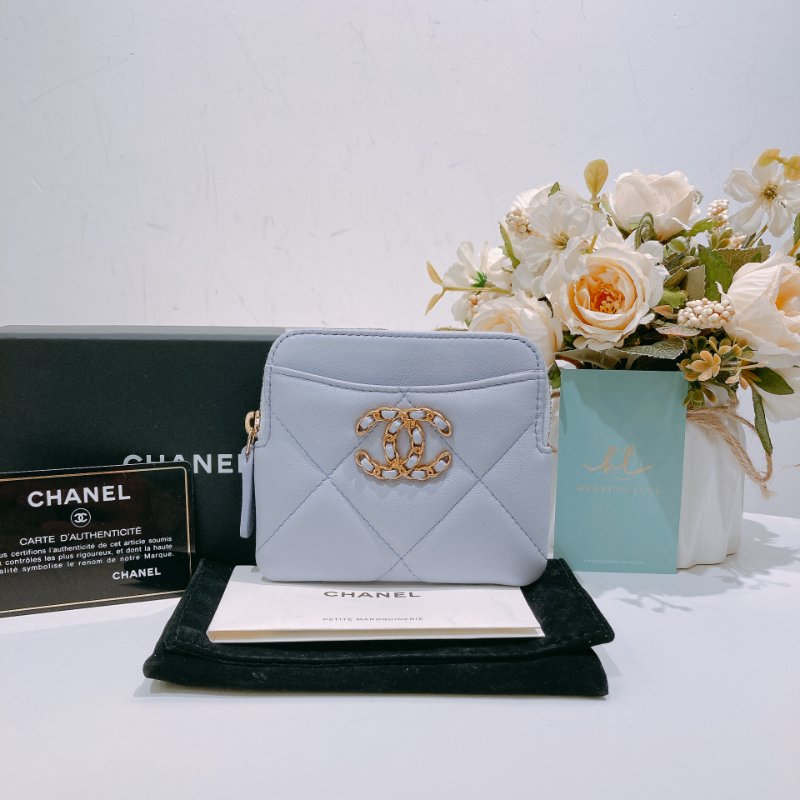 TW4606 Chanel 香奈兒拉鏈款吐司卡包19 薰衣草紫Zipped Coin Purse Lambskin Purple x GHW-11