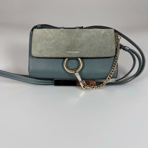 CHLOE  藍拚灰FAYE WOC斜背包