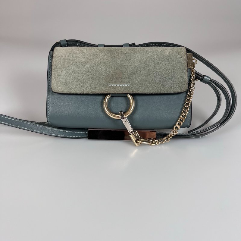 CHLOE  藍拚灰FAYE WOC斜背包-0