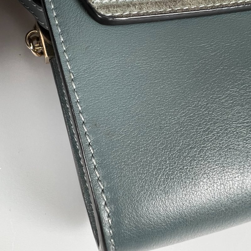 CHLOE  藍拚灰FAYE WOC斜背包-7