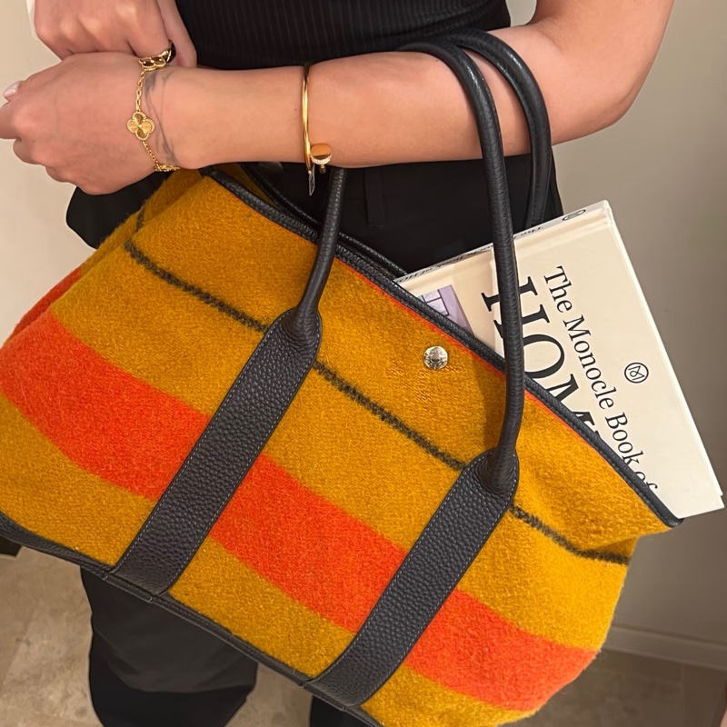 Hermes • Garden Party 36 彩虹毛呢拼皮花園包-0