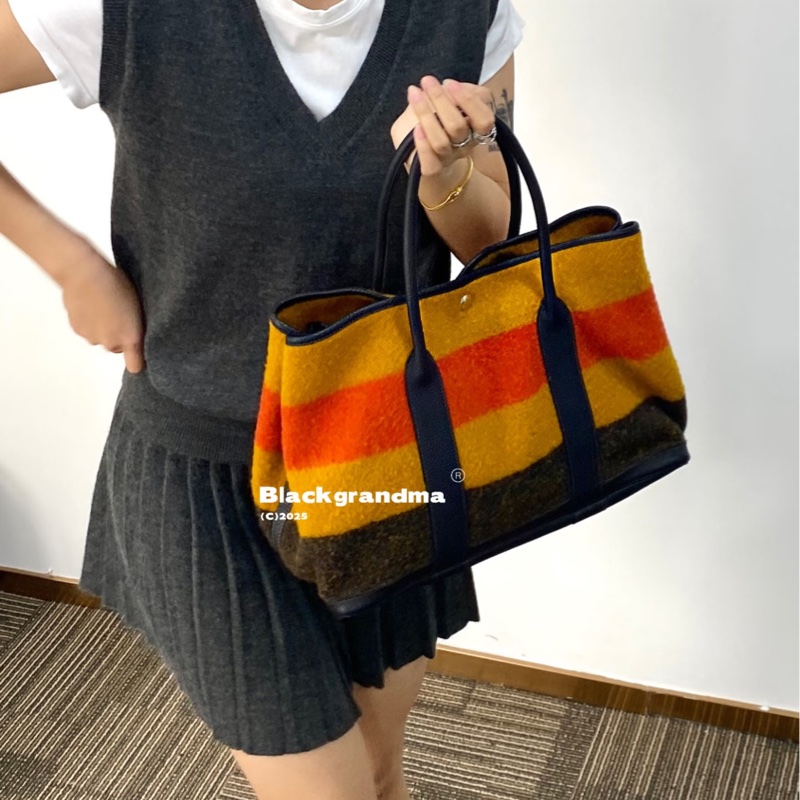 Hermes • Garden Party 36 彩虹毛呢拼皮花園包-1