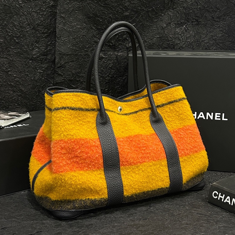 Hermes • Garden Party 36 彩虹毛呢拼皮花園包-2