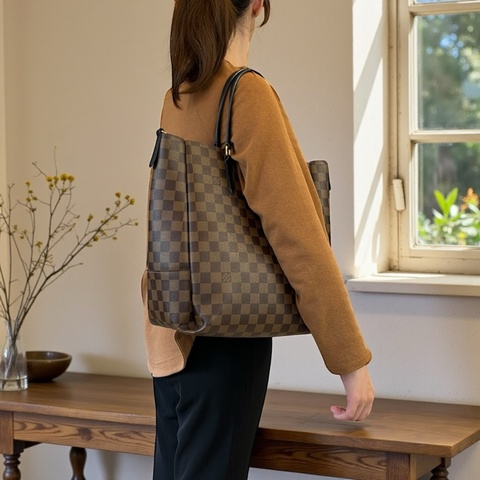 🤎路易威登托特LV棋盤格Damier Belmont手提肩背包N60348