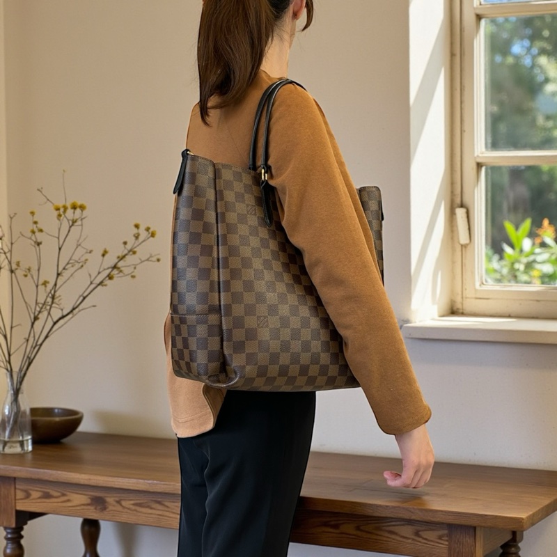 🤎路易威登托特LV棋盤格Damier Belmont手提肩背包N60348-0