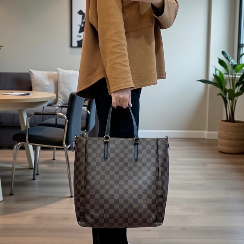 🤎路易威登托特LV棋盤格Damier Belmont手提肩背包N60348-1