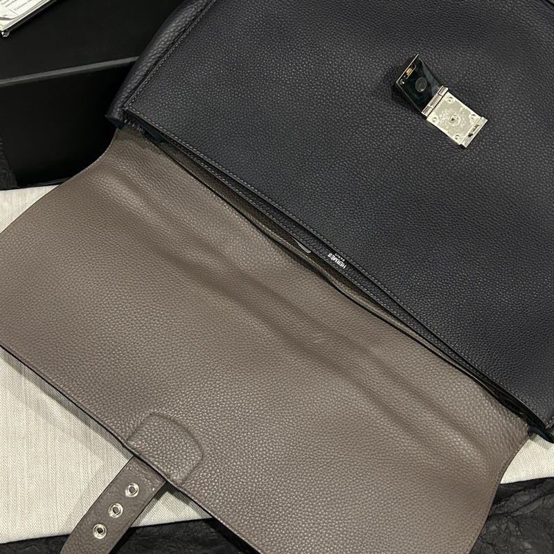 Hermes • Sac a Depeche 41 黑銀Togo皮 原價40幾萬-7