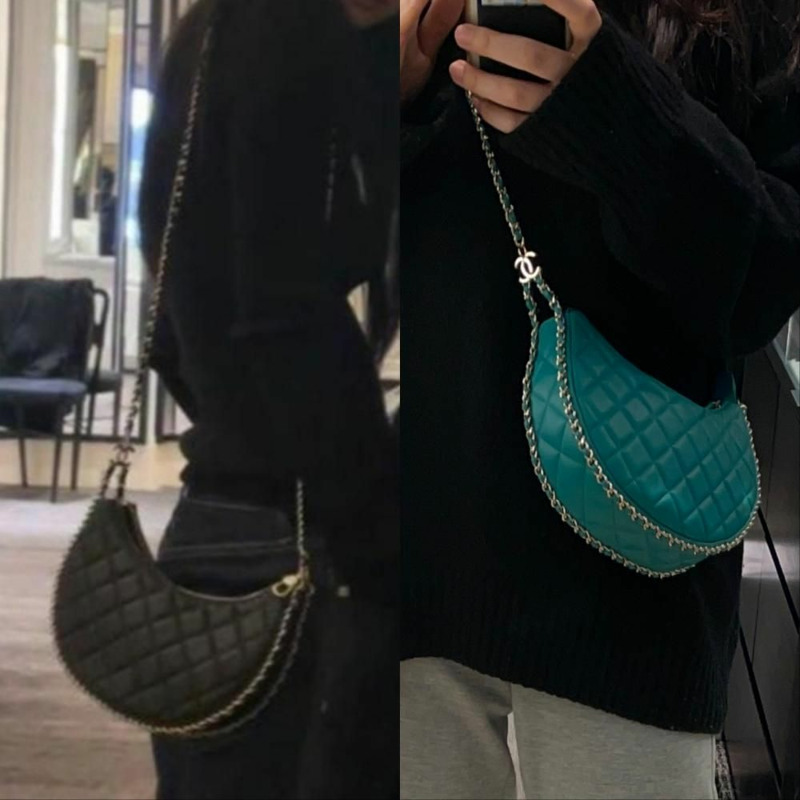 CHANEL 23ss 半月形單肩包，綠松石、翠綠色、黑色、紅色，3種顏色可選-5