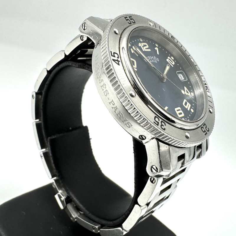 愛馬仕 Clipper Diver CL7.710 日期石英不鏽鋼藍銀色男士腕錶-2