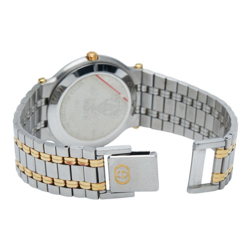 Gucci 男士腕錶，9000米石英機芯，金色錶盤，不鏽鋼鍍層-2