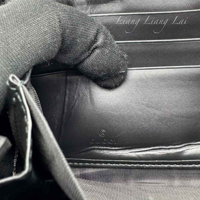 GUCCI 古馳 Signature系列黑色壓紋長夾-2