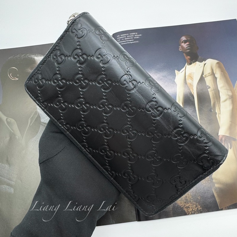 GUCCI 古馳 Signature系列黑色壓紋長夾-14