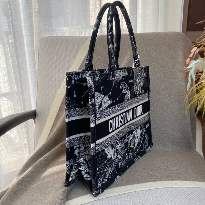 Dior 迪奧黑色星座托特包book tote 中號 22編碼  配件有保卡 塵袋-2