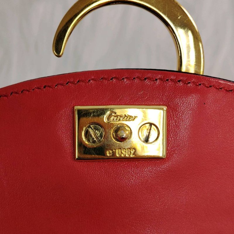 Cartier 卡地亞 黑金中古豹頭斜挎包-6