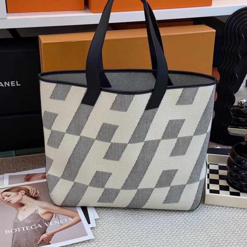 Hermes • Cabas H 40 Tote 黑白熊貓Swift皮拼帆布托特-0