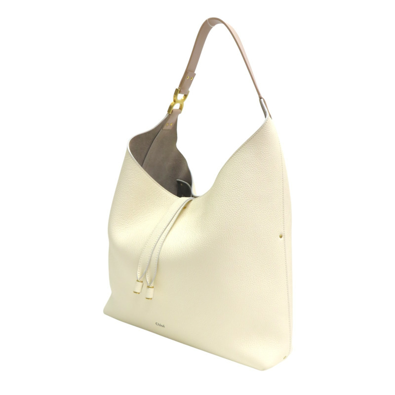 米白色 牛皮 Marcie 單肩包 肩背包【Chloe 克羅伊】 CHC24SS630I31110-2