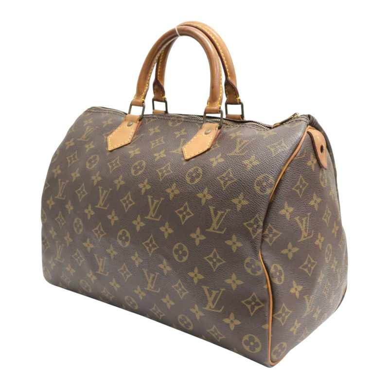 棕色 原花帆布 Speedy 35 波士頓包 手提包【LOUIS VUITTON LV 路易威登】 M41524-2