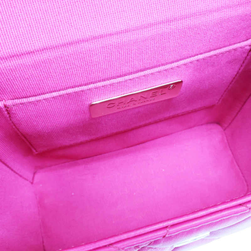 桃紅色 菱格紋 羊皮 鏈帶肩背包【CHANEL 香奈兒】 AS2877-4