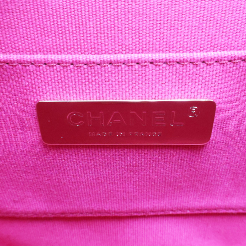 桃紅色 菱格紋 羊皮 鏈帶肩背包【CHANEL 香奈兒】 AS2877-5