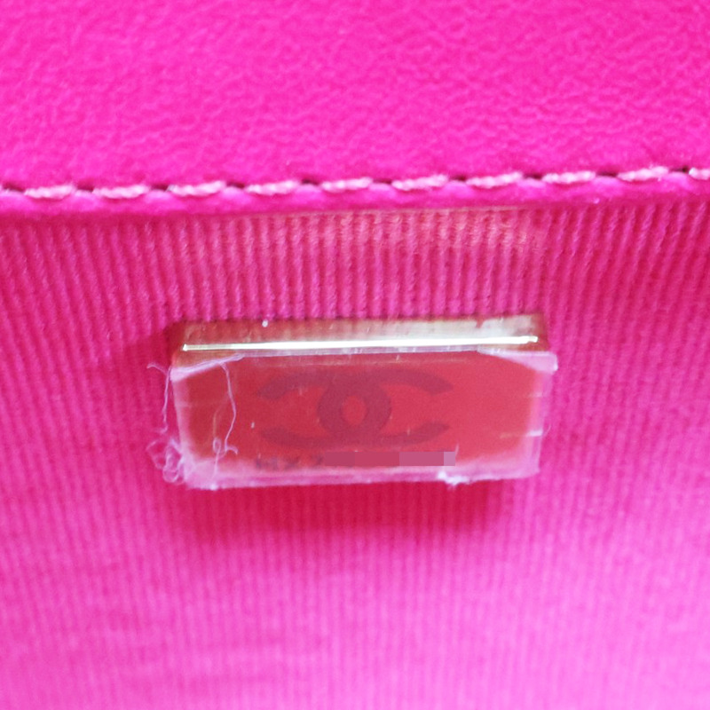 桃紅色 菱格紋 羊皮 鏈帶肩背包【CHANEL 香奈兒】 AS2877-6