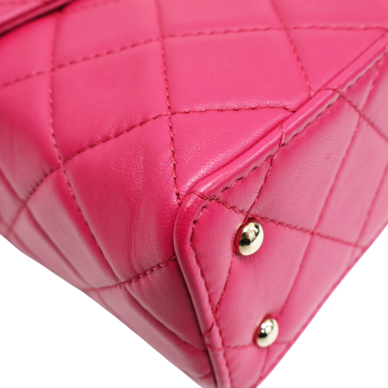 桃紅色 菱格紋 羊皮 鏈帶肩背包【CHANEL 香奈兒】 AS2877-8