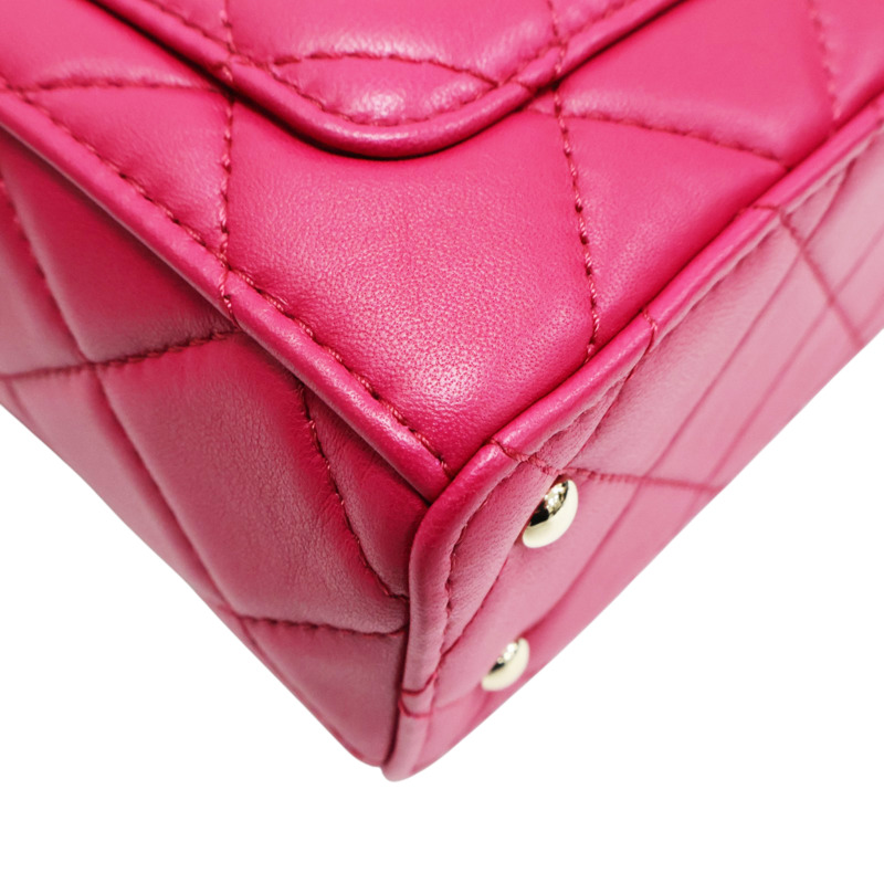 桃紅色 菱格紋 羊皮 鏈帶肩背包【CHANEL 香奈兒】 AS2877-10