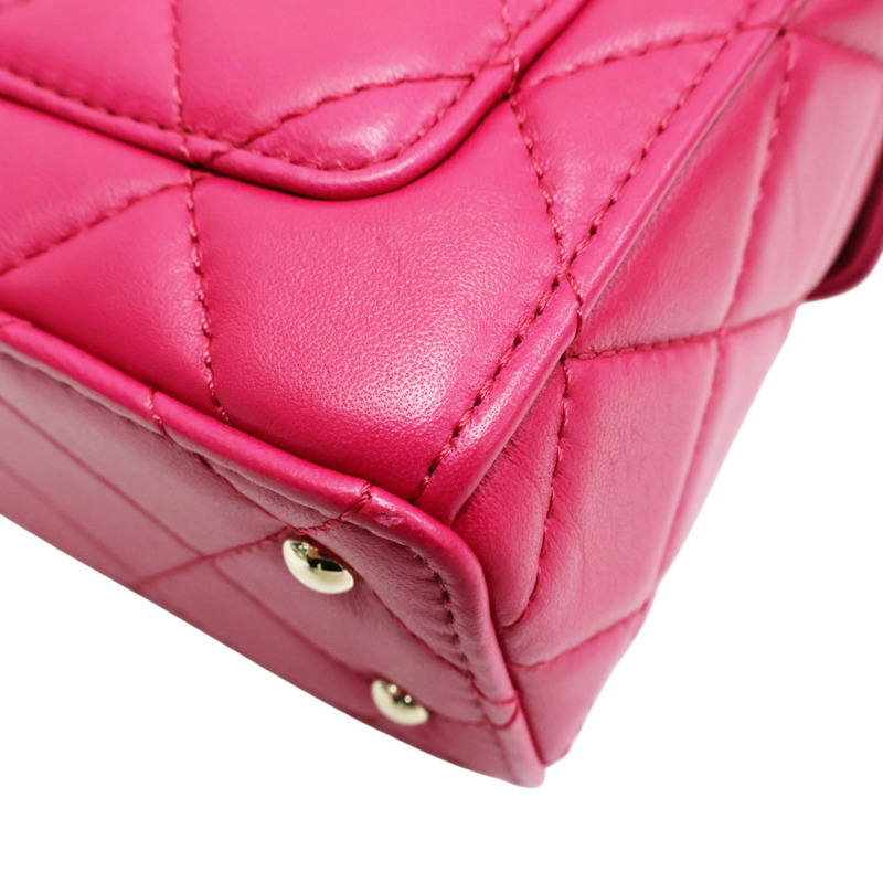 桃紅色 菱格紋 羊皮 鏈帶肩背包【CHANEL 香奈兒】 AS2877-11