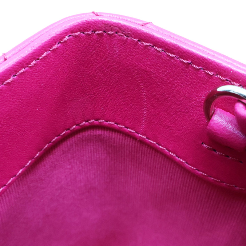 桃紅色 菱格紋 羊皮 鏈帶肩背包【CHANEL 香奈兒】 AS2877-12