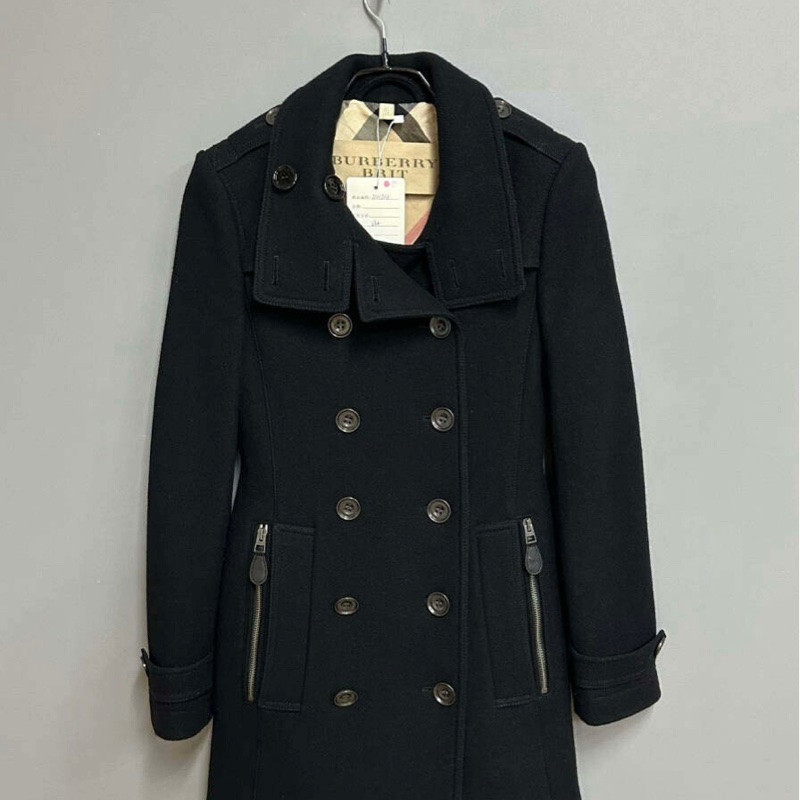 Burberry 毛呢內格紋大衣 Uk 4 S 碼-0