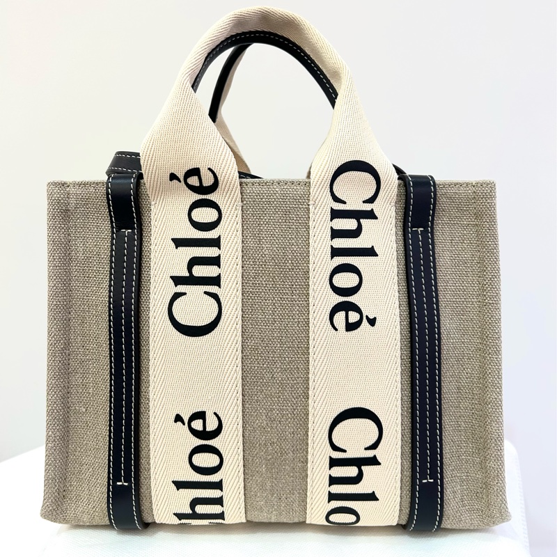 CHLOE深藍皮邊麻布小號二用-0