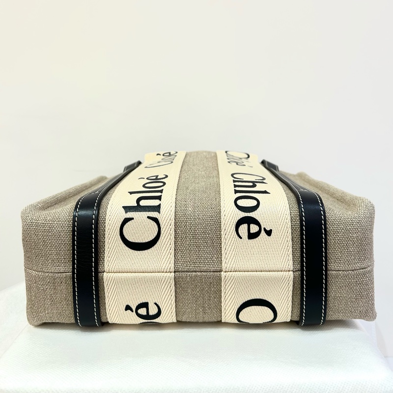 CHLOE深藍皮邊麻布小號二用-5