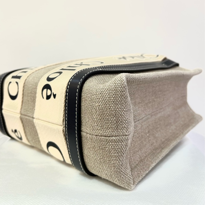 CHLOE深藍皮邊麻布小號二用-6