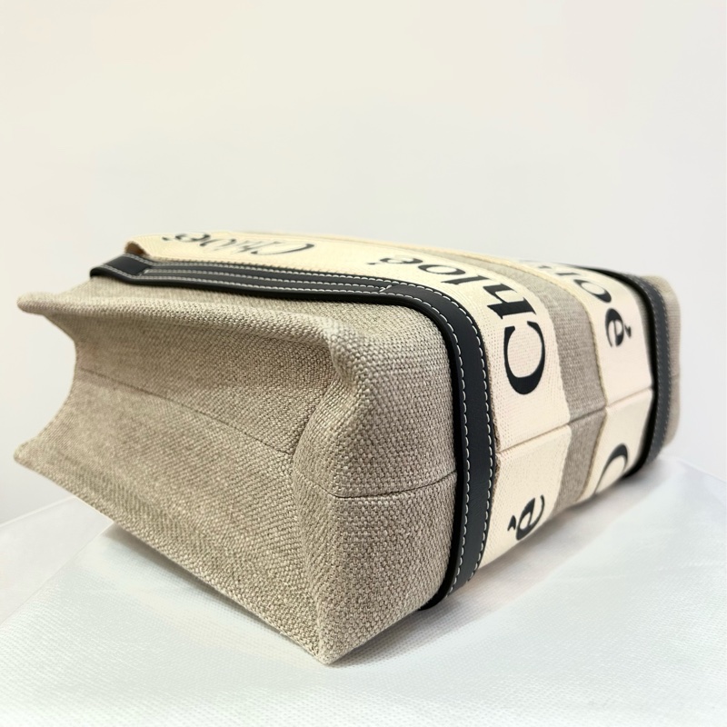 CHLOE深藍皮邊麻布小號二用-7