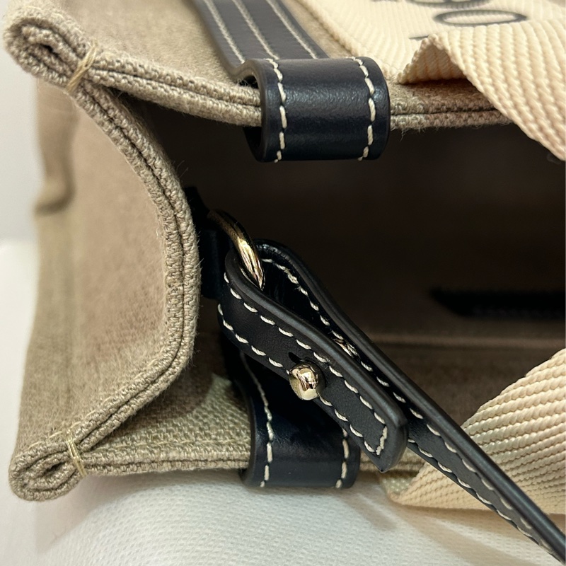 CHLOE深藍皮邊麻布小號二用-12