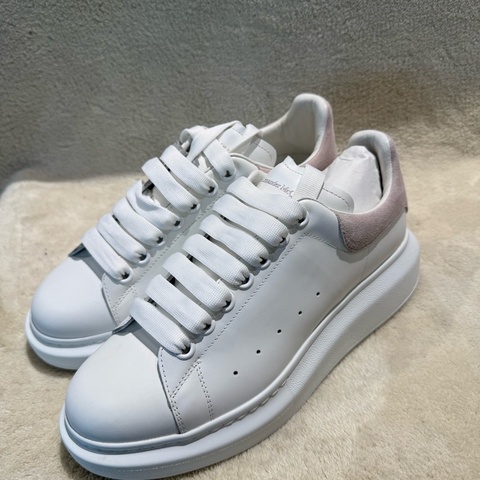 全新全套 Alexander McQueen亞歷山大麥昆 Oversized Sneaker 小牛皮 圓頭系帶 低幫 生活休閒鞋 女款 白粉色 36碼37碼1 37.5碼1 38.5碼