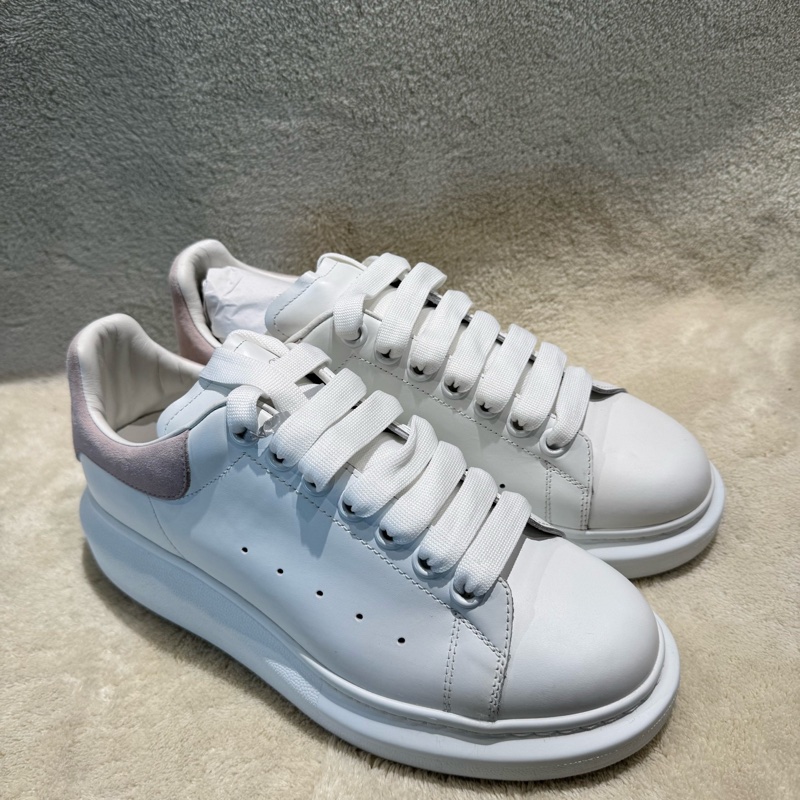 全新全套 Alexander McQueen亞歷山大麥昆 Oversized Sneaker 小牛皮 圓頭系帶 低幫 生活休閒鞋 女款 白粉色 36碼37碼1 37.5碼1 38.5碼-2