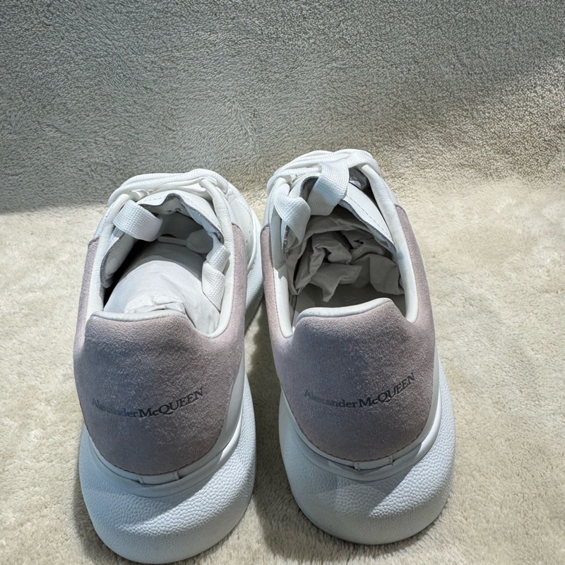 全新全套 Alexander McQueen亞歷山大麥昆 Oversized Sneaker 小牛皮 圓頭系帶 低幫 生活休閒鞋 女款 白粉色 36碼37碼1 37.5碼1 38.5碼-3