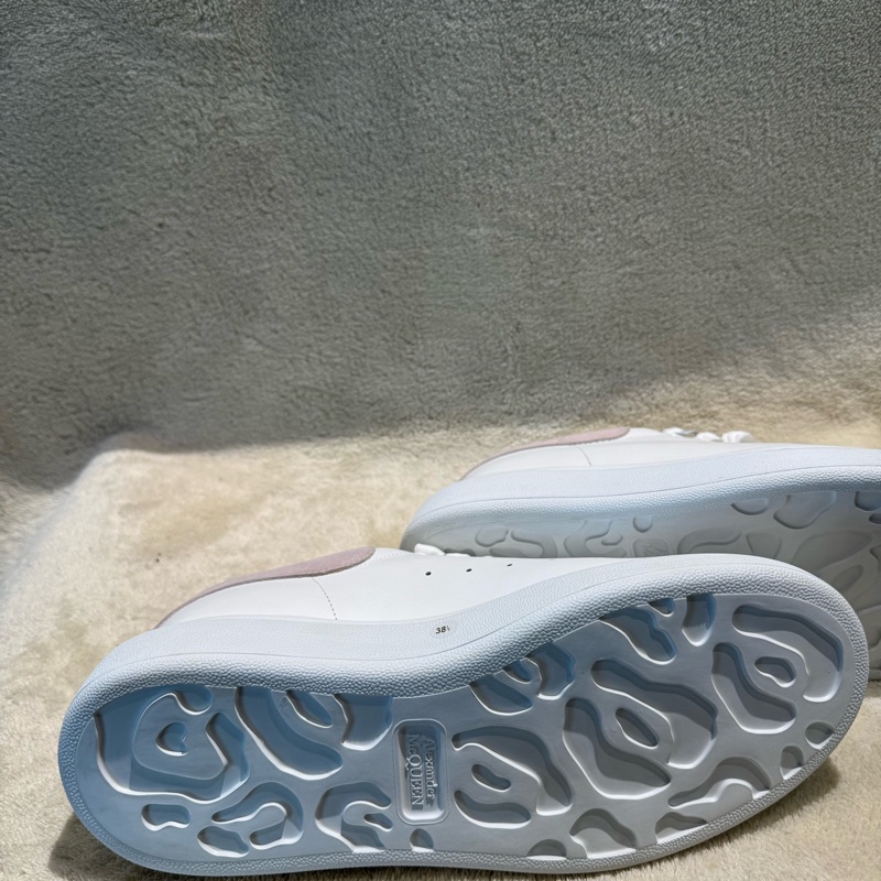 全新全套 Alexander McQueen亞歷山大麥昆 Oversized Sneaker 小牛皮 圓頭系帶 低幫 生活休閒鞋 女款 白粉色 36碼37碼1 37.5碼1 38.5碼-5