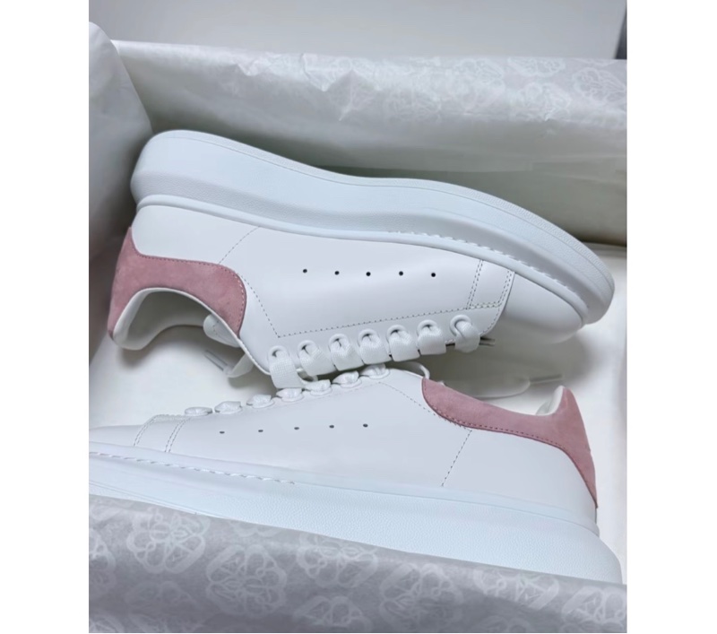 全新全套 Alexander McQueen亞歷山大麥昆 Oversized Sneaker 小牛皮 圓頭系帶 低幫 生活休閒鞋 女款 白粉色 36碼37碼1 37.5碼1 38.5碼-8