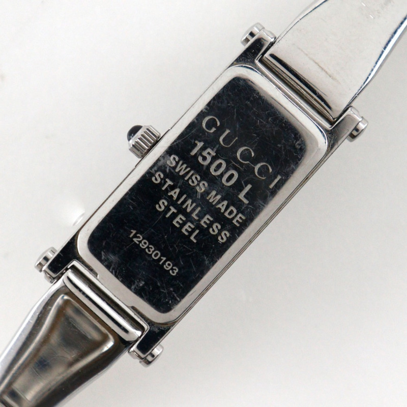 Gucci GUCCI 女士腕錶，1P 鑲鑽，1500L 不鏽鋼黑色石英指針式錶盤，1P 鑽石，女士款，石英錶殼，黑色錶盤，石英錶帶，模擬顯示，女士-5