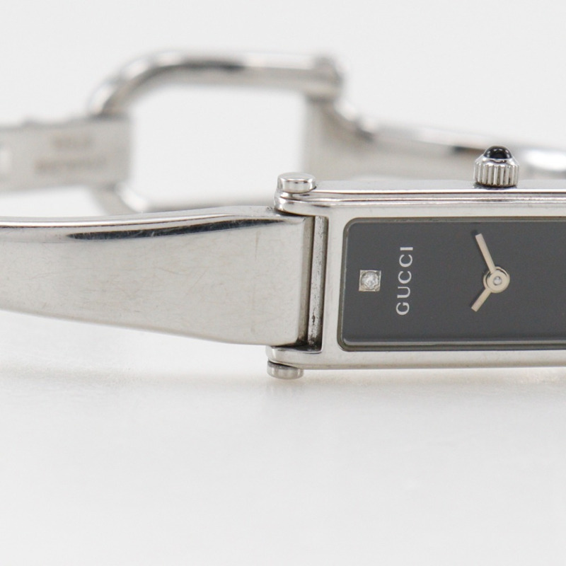 Gucci GUCCI 女士腕錶，1P 鑲鑽，1500L 不鏽鋼黑色石英指針式錶盤，1P 鑽石，女士款，石英錶殼，黑色錶盤，石英錶帶，模擬顯示，女士-8