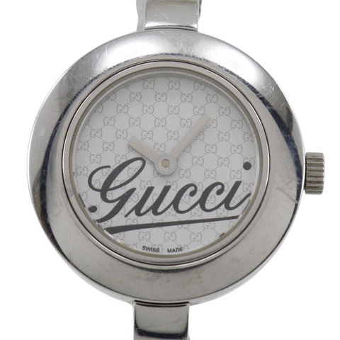 Gucci G 圓環標誌腕錶 105 不鏽鋼石英模擬顯示白色錶盤女士腕錶