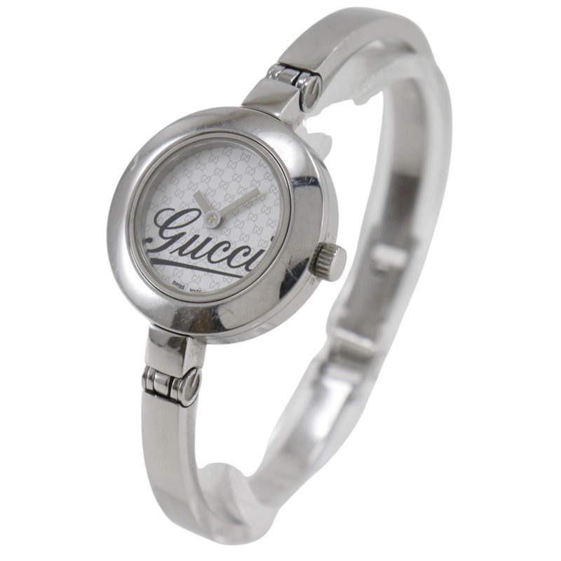 Gucci G 圓環標誌腕錶 105 不鏽鋼石英模擬顯示白色錶盤女士腕錶-1