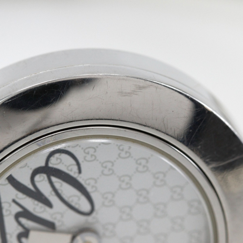 Gucci G 圓環標誌腕錶 105 不鏽鋼石英模擬顯示白色錶盤女士腕錶-12