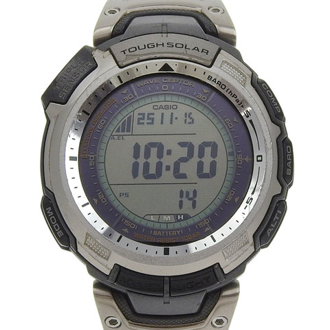 卡西歐 CASIO PRO TREK PRW-1300TJ 手錶，不鏽鋼材質，日本製造，石英數字顯示，男士款