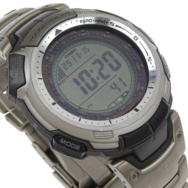 卡西歐 CASIO PRO TREK PRW-1300TJ 手錶，不鏽鋼材質，日本製造，石英數字顯示，男士款-2