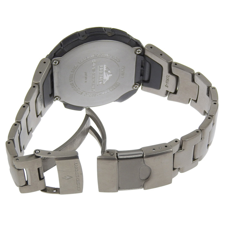 卡西歐 CASIO PRO TREK PRW-1300TJ 手錶，不鏽鋼材質，日本製造，石英數字顯示，男士款-3