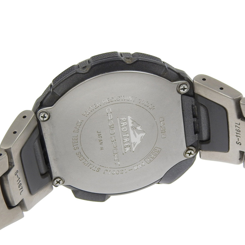 卡西歐 CASIO PRO TREK PRW-1300TJ 手錶，不鏽鋼材質，日本製造，石英數字顯示，男士款-4