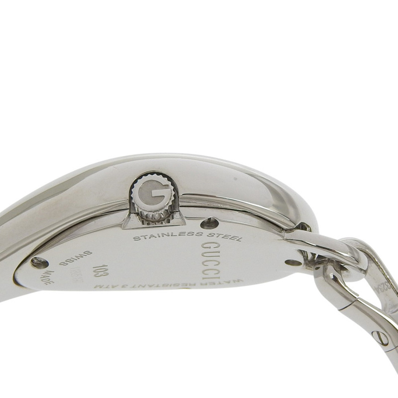 Gucci 2P 鑽石腕錶手鐲 103 不鏽鋼石英模擬顯示 白色錶盤 女士-5